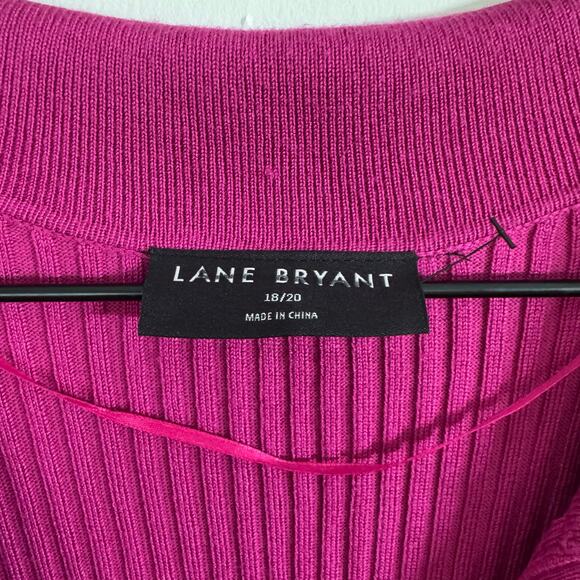 Lane Bryant Short Sleeve Polo Rib Sweater Dress Fuchsia Purple Size 18/20 - Picture 2 of 10